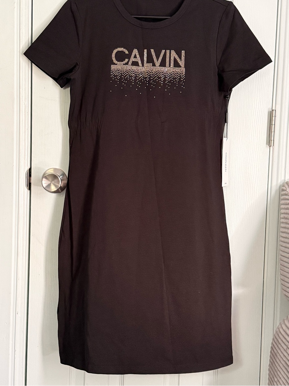 Calvin Klein Black Short-Sleeve Logo Mini Dress